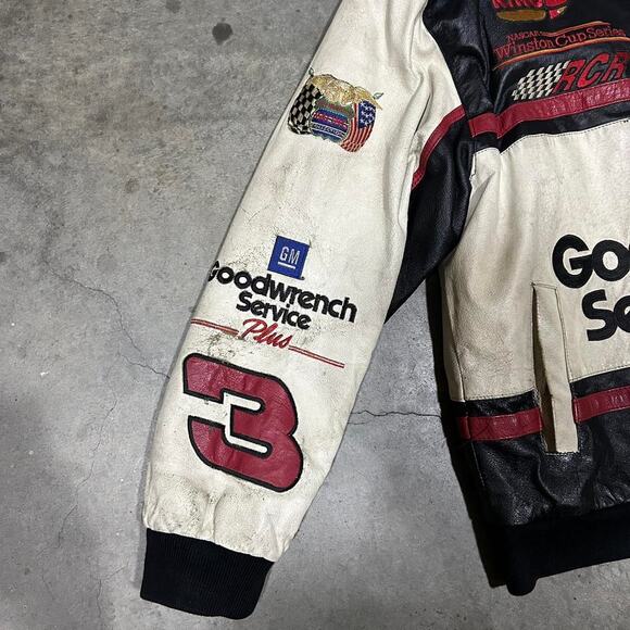Vintage 90s Dale Earnhardt Sr Leather Jacket Jeff Hamilton brand size XL - Picture 3 of 7